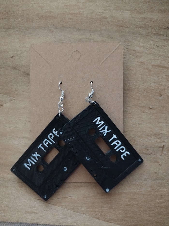 Mix Tape Earrings on display card