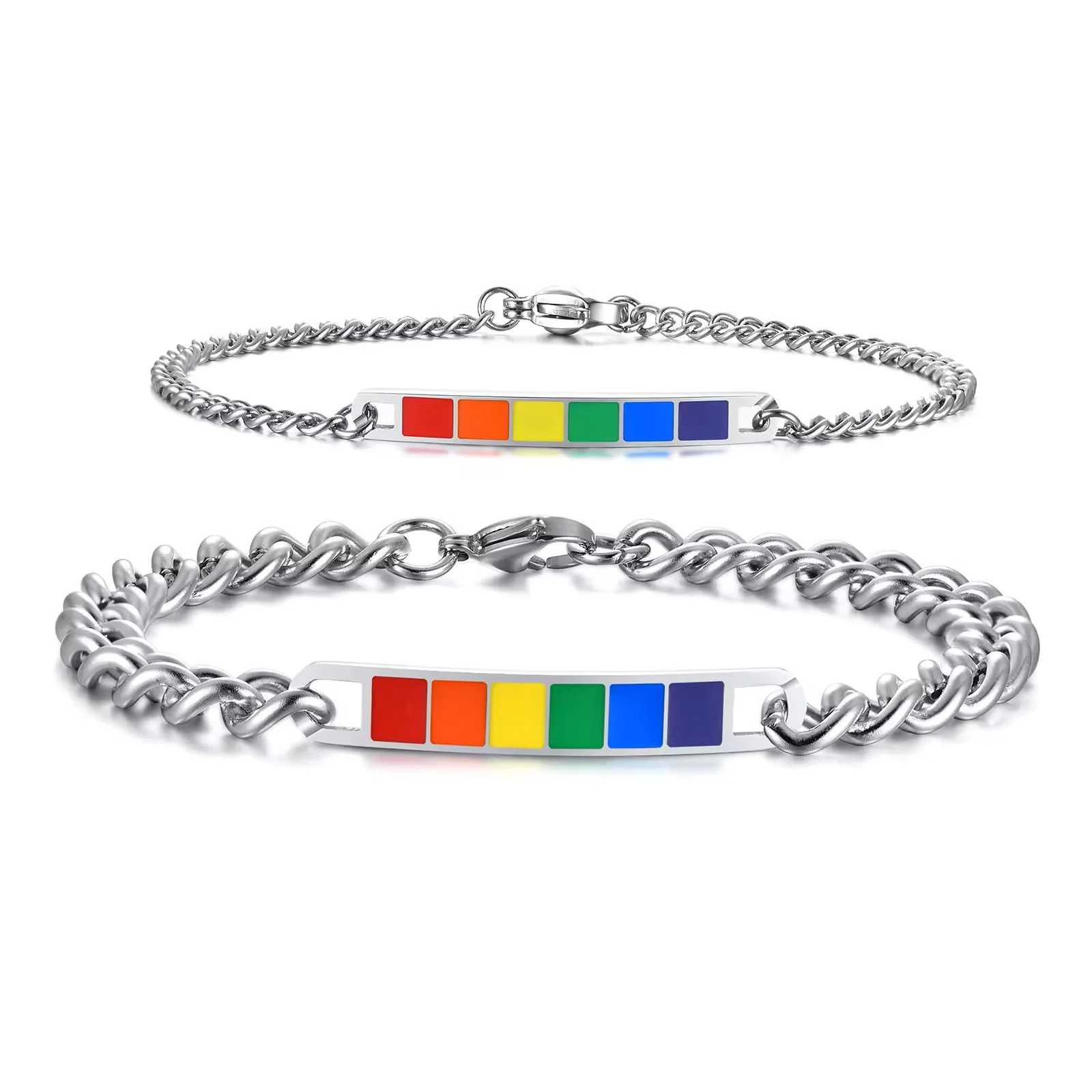 Rainbow Pride Bracelet - Stainless Large and small