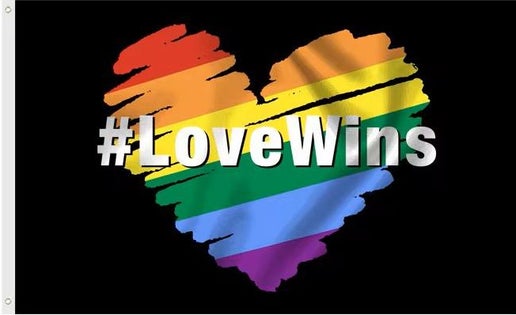 #LOVEWINS with Rainbow Heart Flag