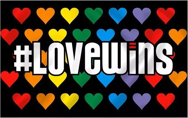 #LOVEWINS with Rainbow of Hearts Flag