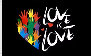 Love is Love Flag with Hands and Hearts