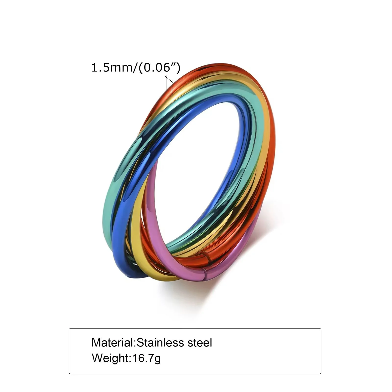 Rainbow Fidget Ring (Rings are 1.5mm each, material: Stainless Steel, ~16.7g each