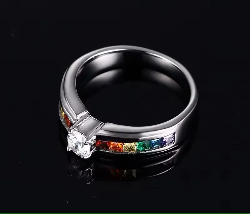 Engagement Style Rainbow Pride Ring