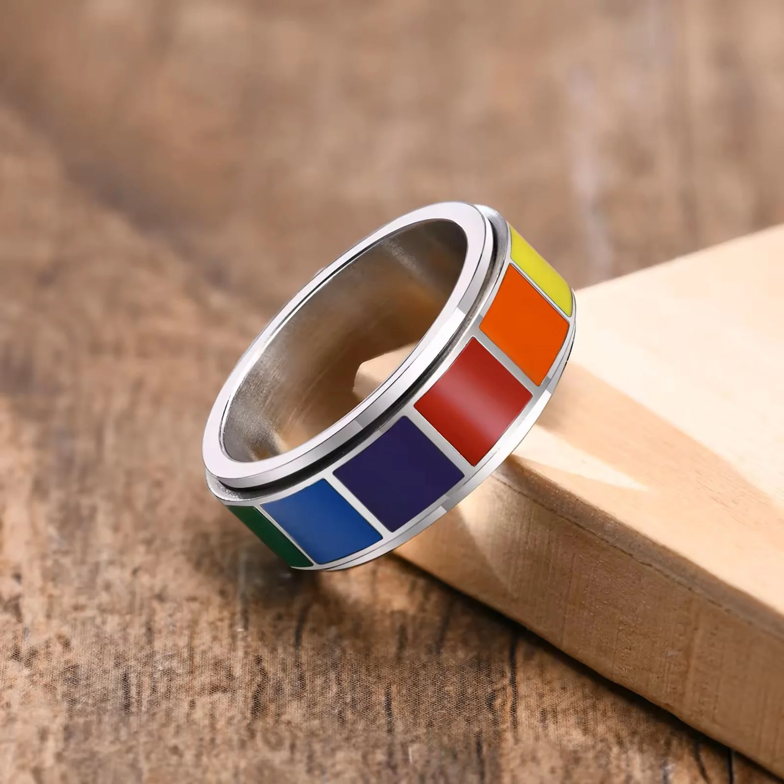 Steel Rianbow Spinner Ring