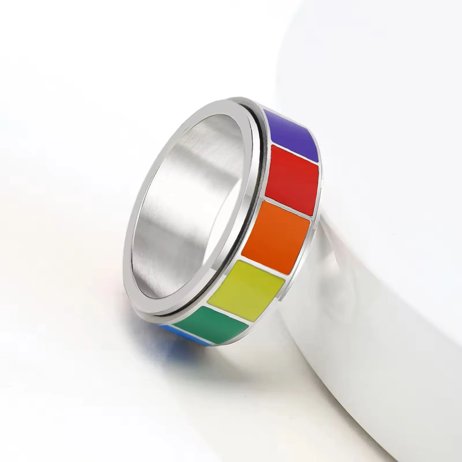 Steel Rianbow Spinner Ring