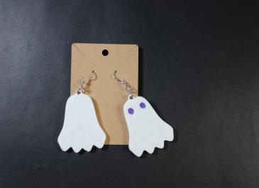 Ghost 3D Printed Earrings - Purple Eyes