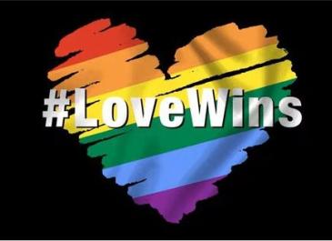 #LOVEWINS with Rainbow Heart Flag