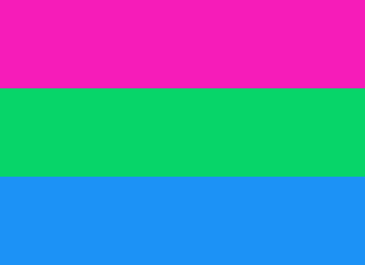 Polysexual Pride Flag: Three equal stipes pink, green, blue
