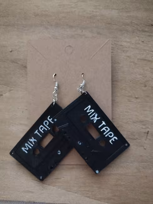Mix Tape Earrings on display card